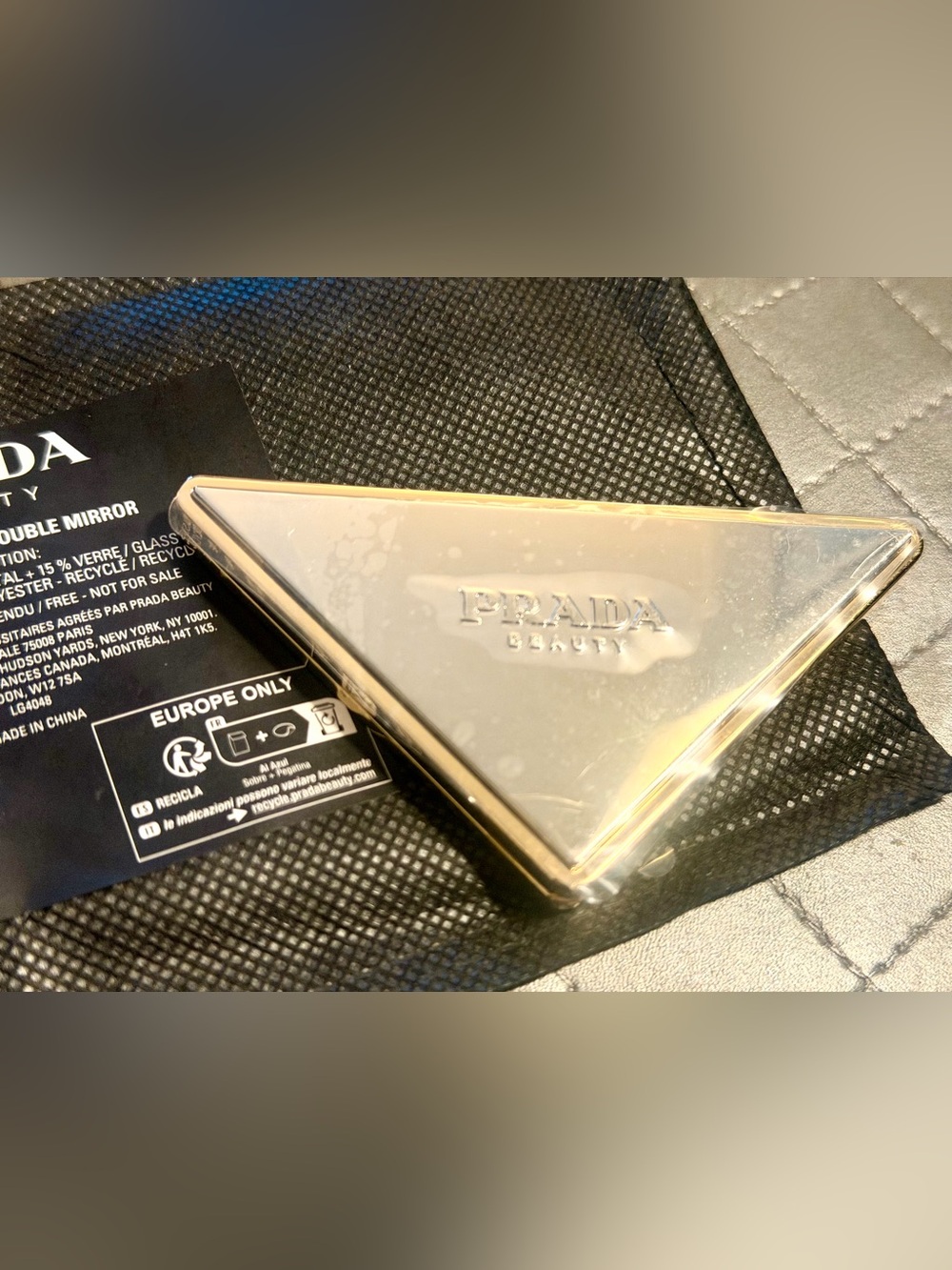 Prada Beauty Double Mirror
Gold & silver metallic finish, compact